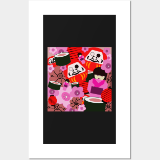 japanese inspired pop art pattern Posters and Art